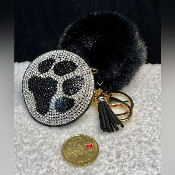 🐾🖤furry purse bling key chain with rhinestone accent-novelty - Picture 9 of 9